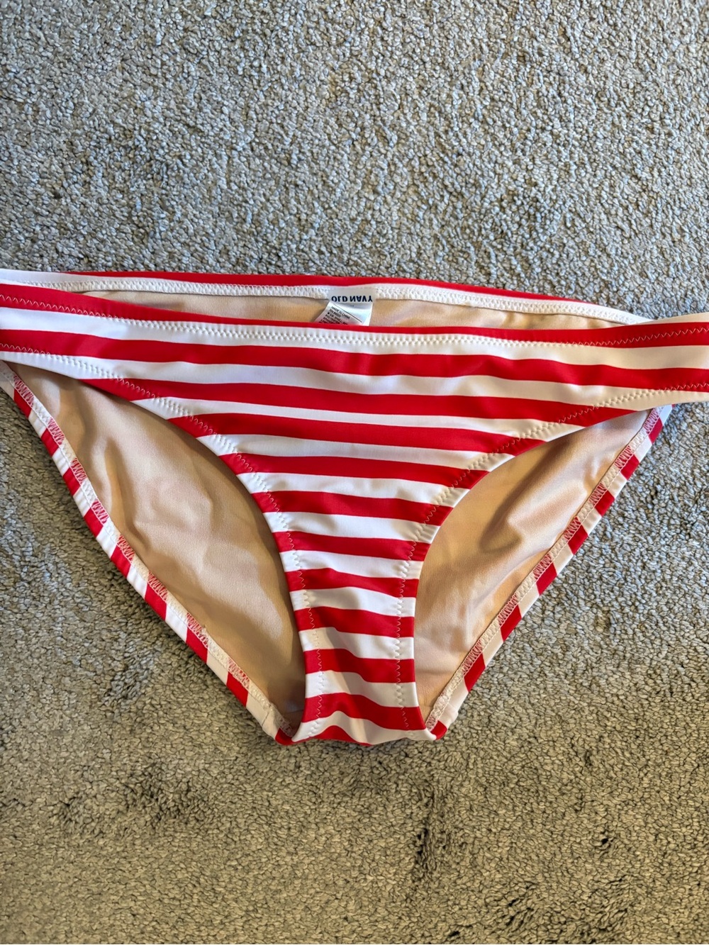 Old Navy Striped Red and White Bikini Bottoms M